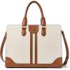 imageBOSTANTEN Leather Laptop Briefcase for Women Shoulder Bag 156 Inch Business Computer Work ToteBbeige