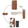 imageBOSTANTEN Wallets for Women Leather RFID Double Zipper Around Credit Card Holder Large Capacity Wristlet Clutch WalletBrown Cow Print