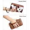 imageBOSTANTEN Wallets for Women Leather RFID Double Zipper Around Credit Card Holder Large Capacity Wristlet Clutch WalletBrown Cow Print