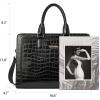 imageBOSTANTEN Women Genuine Leather Briefcase Tote Business Vintage Handbag 156quot Laptop Shoulder Bag BrownAcrocodile Pattern Black