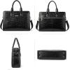 imageBOSTANTEN Women Genuine Leather Briefcase Tote Business Vintage Handbag 156quot Laptop Shoulder Bag BrownAcrocodile Pattern Black