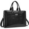 imageBOSTANTEN Women Genuine Leather Briefcase Tote Business Vintage Handbag 156quot Laptop Shoulder Bag BrownAcrocodile Pattern Black
