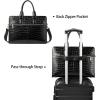 imageBOSTANTEN Women Genuine Leather Briefcase Tote Business Vintage Handbag 156quot Laptop Shoulder Bag BrownAcrocodile Pattern Black