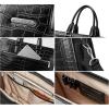 imageBOSTANTEN Women Genuine Leather Briefcase Tote Business Vintage Handbag 156quot Laptop Shoulder Bag BrownAcrocodile Pattern Black