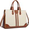 imageBOSTANTEN Leather Laptop Briefcase for Women Shoulder Bag 156 Inch Business Computer Work ToteBbeige
