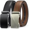 imageBOSTANTEN Ratchet Leather Belt For Men 2 Pack Dress and Casual with Adjustable Buckle Trim to Fit009black and Brown