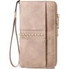imageBOSTANTEN Wallets for Women Leather RFID Double Zipper Around Credit Card Holder Large Capacity Wristlet Clutch WalletSkin Tone