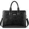 imageBOSTANTEN Women Genuine Leather Briefcase Tote Business Vintage Handbag 156quot Laptop Shoulder Bag BrownAcrocodile Pattern Black