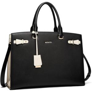 imageBOSTANTEN Briefcase for Women 156 Inch Genuine Leather Laptop Briefcase Shoulder Work Tote Bag PurseBblack