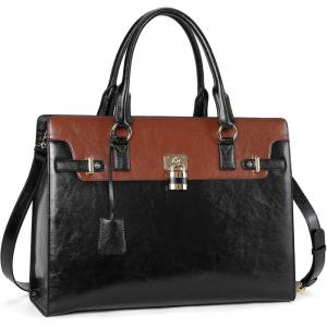 imageBOSTANTEN Briefcase for Women 156 inch Leather Laptop Bag Vintage Slim Lawyer Business Bag Stylish Work PurseBblackbrown