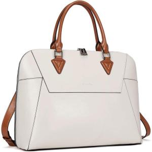 imageBOSTANTEN Briefcase for Women Leather 156 inch Laptop Shoulder Bag Office Work Crossbody HandbagAbeigebrown