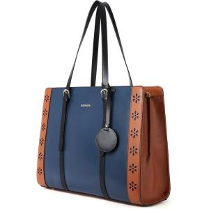 imageBOSTANTEN Laptop Bag for Women 156 inch Computer Leather Briefcase Vintage Work Tote HandbagBluebrown