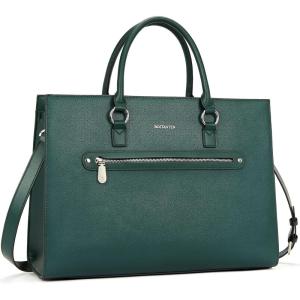 imageBOSTANTEN Leather Laptop Briefcase for Women Shoulder Bag 156 Inch Business Computer Work ToteAgreen