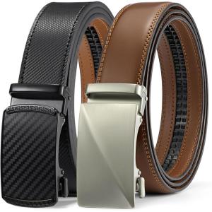 imageBOSTANTEN Ratchet Leather Belt For Men 2 Pack Dress and Casual with Adjustable Buckle Trim to Fit008black and Brown