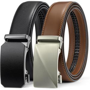 imageBOSTANTEN Ratchet Leather Belt For Men 2 Pack Dress and Casual with Adjustable Buckle Trim to Fit009black and Brown