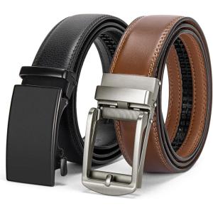 imageBOSTANTEN Ratchet Leather Belt For Men 2 Pack Dress and Casual with Adjustable Buckle Trim to Fit010black and Brown