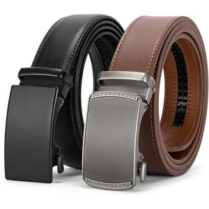 imageBOSTANTEN Ratchet Leather Belt For Men 2 Pack Dress and Casual with Adjustable Buckle Trim to Fit011black and Brown