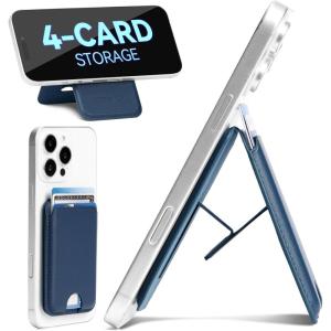 imageBOSTANTEN for MagSafe Wallet with Stand Magnetic Wallet for iPhone 1615141312 Pro Max Plus Leather Minimalist Magnetic Phone Wallets Phone Card Holder Fit 4 Cards BlackBlue