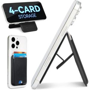 imageBOSTANTEN for MagSafe Wallet with Stand Magnetic Wallet for iPhone 1615141312 Pro Max Plus Leather Minimalist Magnetic Phone Wallets Phone Card Holder Fit 4 Cards BlackBlack