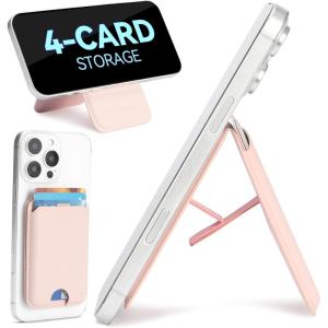 imageBOSTANTEN for MagSafe Wallet with Stand Magnetic Wallet for iPhone 1615141312 Pro Max Plus Leather Minimalist Magnetic Phone Wallets Phone Card Holder Fit 4 Cards BlackPink