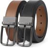 imageBOSTANTEN Belt Men Leather Reversible Belts for Men 1 38quot for Casual Golf Dress Pants TwoinOne Belt Gift006gunblackCognac