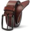 imageBOSTANTEN Genuine Leather Personalized Belt for Men 1 38quot Classic Customized Gifts for Dad Him BoyfriendRed Brown