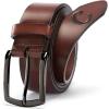 imageBOSTANTEN Genuine Leather Personalized Belt for Men 1 38quot Classic Customized Gifts for Dad Him BoyfriendRed Brown