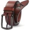 imageBOSTANTEN Genuine Leather Personalized Belt for Men 1 38quot Classic Customized Gifts for Dad Him BoyfriendRed Brown