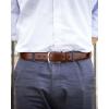 imageBOSTANTEN Mens Genuine Leather Belt Dress Casual Brown Belt for Men 1 38quot Belt for Work Business Golf Jeans with Gift Box004silverdark Brown