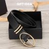 imageBOSTANTEN Women Belts For Jeans Dresses Pants Trendy Ladies Leather Waist Black Belt with Silver Oval Buckle006blackLeather