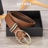 imageBOSTANTEN Women Belts For Jeans Dresses Pants Trendy Ladies Leather Waist Black Belt with Silver Oval Buckle007brownLeather