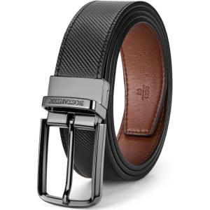 imageBOSTANTEN Belt Men Leather Reversible Belts for Men 1 38quot for Casual Golf Dress Pants TwoinOne Belt Gift002glossyblackBrown