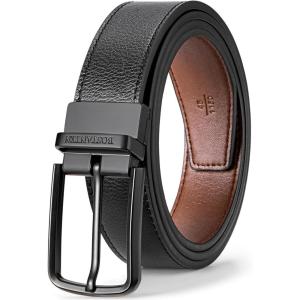 imageBOSTANTEN Belt Men Leather Reversible Belts for Men 1 38quot for Casual Golf Dress Pants TwoinOne Belt Gift004matteblackBrown