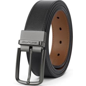 imageBOSTANTEN Belt Men Leather Reversible Belts for Men 1 38quot for Casual Golf Dress Pants TwoinOne Belt Gift006gunblackCognac