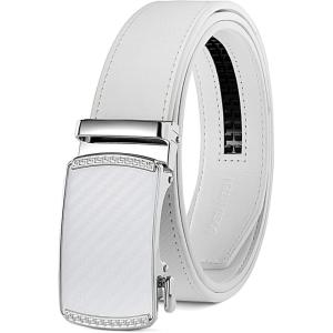imageBOSTANTEN Mens Belt Leather Ratchet Belt For Men Dress and Casual with Adjustable Buckle Trim to Fit020  White