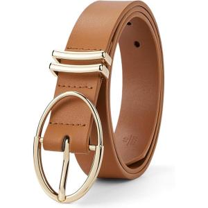 imageBOSTANTEN Women Belts For Jeans Dresses Pants Trendy Ladies Leather Waist Black Belt with Silver Oval Buckle002brownLeather