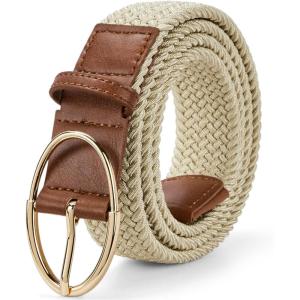 imageBOSTANTEN Women Belts For Jeans Dresses Pants Trendy Ladies Leather Waist Black Belt with Silver Oval Buckle003khakiBraided