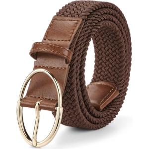 imageBOSTANTEN Women Belts For Jeans Dresses Pants Trendy Ladies Leather Waist Black Belt with Silver Oval Buckle004brownBraided