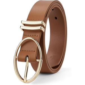imageBOSTANTEN Women Belts For Jeans Dresses Pants Trendy Ladies Leather Waist Black Belt with Silver Oval Buckle007brownLeather