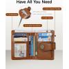 imageBOSTANTEN Leather Wallets for Women RFID Blocking Zipper Pocket Small Bifold Wallet Card Case2Brown