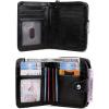 imageBOSTANTEN Leather Wallets for Women RFID Blocking Zipper Pocket Small Bifold Wallet Card Case3ABlackOil wax