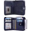 imageBOSTANTEN Leather Wallets for Women RFID Blocking Zipper Pocket Small Bifold Wallet Card Case3Navy BlueOil wax