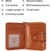 imageBOSTANTEN Leather Wallets for Women RFID Blocking Zipper Pocket Small Bifold Wallet Card Case3abeigebrown