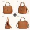 imageBOSTANTEN Satchel Bag for Women Adjustable Shape 3Way Carry Convertible Vegan Leather Tote for Work TravelBrown