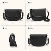 imageBOSTANTEN Small Crossbody Bags for Women Trendy Vegan Leather Saddle Purse Flap Shoulder Handbags with Adjustable StrapA2black