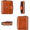 imageBOSTANTEN Women Leather Wallet Small RFID Blocking Bifold Zipper Pocket Wallet Card Case with ID Window Beige3abrownoil Wax
