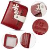 imageBOSTANTEN Women Leather Wallet Small RFID Blocking Bifold Zipper Pocket Wallet Card Case with ID Window Beige3floral Red