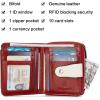 imageBOSTANTEN Women Leather Wallet Small RFID Blocking Bifold Zipper Pocket Wallet Card Case with ID Window Beige3floral Red