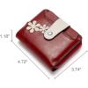 imageBOSTANTEN Women Leather Wallet Small RFID Blocking Bifold Zipper Pocket Wallet Card Case with ID Window Beige3floral Red