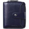 imageBOSTANTEN Leather Wallets for Women RFID Blocking Zipper Pocket Small Bifold Wallet Card Case3Navy BlueOil wax
